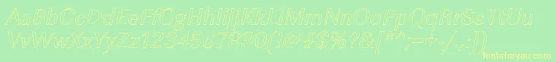 フォントImperialouItalic – 黄色の文字が緑の背景にあります