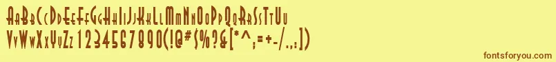 フォントAsiaThinBold – 茶色の文字が黄色の背景にあります。