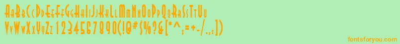 フォントAsiaThinBold – オレンジの文字が緑の背景にあります。