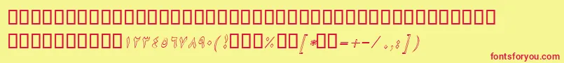 BNikiOutlineItalic-fontti – punaiset fontit keltaisella taustalla