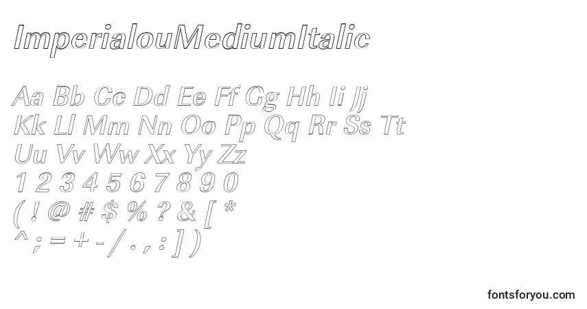 Schriftart ImperialouMediumItalic – Alphabet, Zahlen, spezielle Symbole