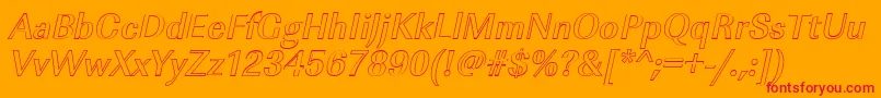 ImperialouMediumItalic-fontti – punaiset fontit oranssilla taustalla