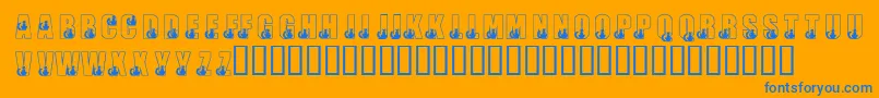 Fonte KrBlackKat – fontes azuis em um fundo laranja