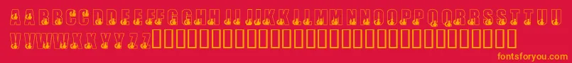フォントKrBlackKat – 赤い背景にオレンジの文字