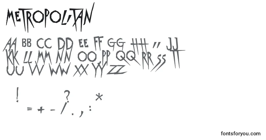 Czcionka Metropolitan – alfabet, cyfry, specjalne znaki