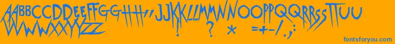 Metropolitan-Schriftart – Blaue Schriften auf orangefarbenem Hintergrund