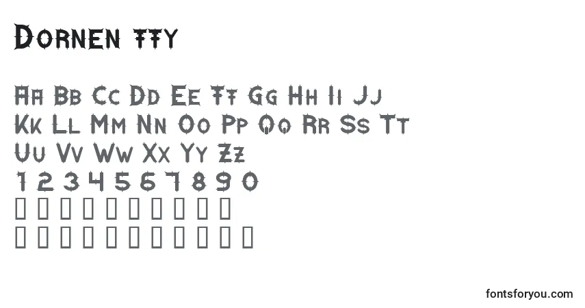Шрифт Dornen ffy – алфавит, цифры, специальные символы