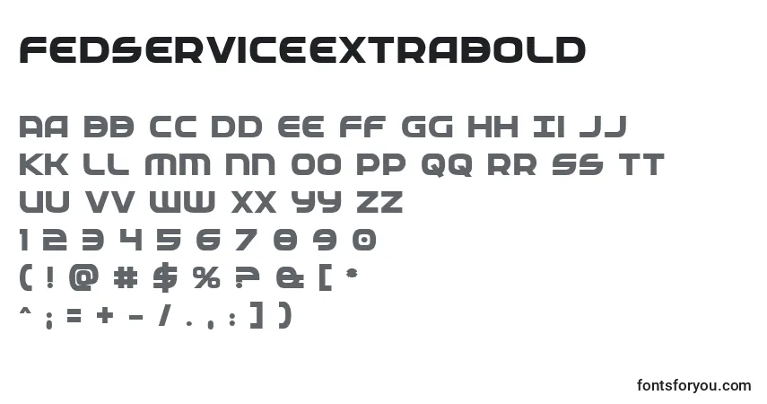 A fonte Fedserviceextrabold – alfabeto, números, caracteres especiais