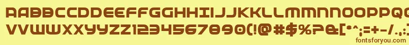 フォントFedserviceextrabold – 茶色の文字が黄色の背景にあります。