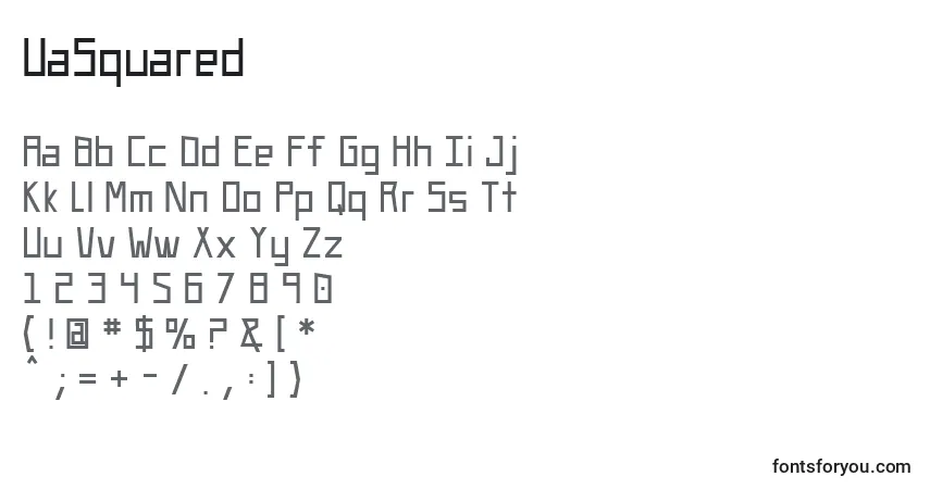Czcionka UaSquared – alfabet, cyfry, specjalne znaki