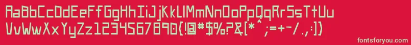 フォントUaSquared – 赤い背景に緑の文字