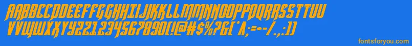 Hawkmoonexpandital Font – Orange Fonts on Blue Background