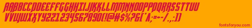 フォントHawkmoonexpandital – オレンジの背景に赤い文字