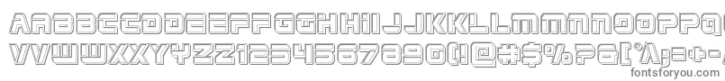 Edgeracerengrave-fontti – harmaat kirjasimet valkoisella taustalla