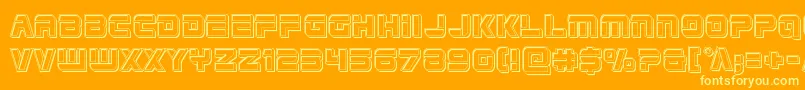 Edgeracerengrave-Schriftart – Gelbe Schriften auf orangefarbenem Hintergrund