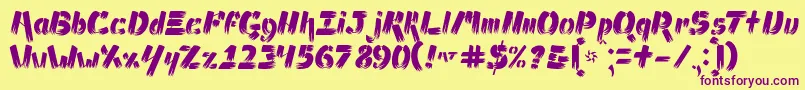 AmpadBrush-Schriftart – Violette Schriften auf gelbem Hintergrund