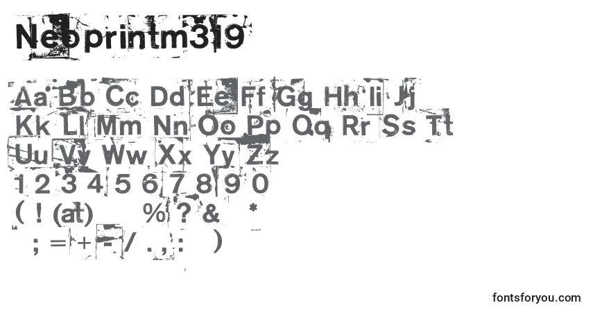 A fonte Neoprintm319 – alfabeto, números, caracteres especiais