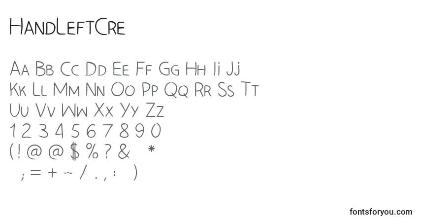 HandLeftCreフォント–アルファベット、数字、特殊文字