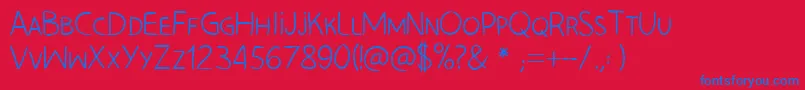 HandLeftCre Font – Blue Fonts on Red Background
