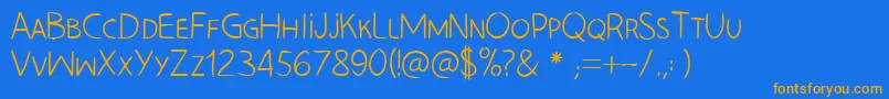 HandLeftCre Font – Orange Fonts on Blue Background