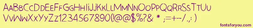 HandLeftCre Font – Purple Fonts on Yellow Background