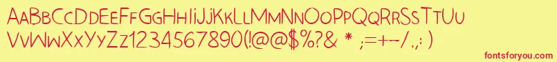 HandLeftCre Font – Red Fonts on Yellow Background