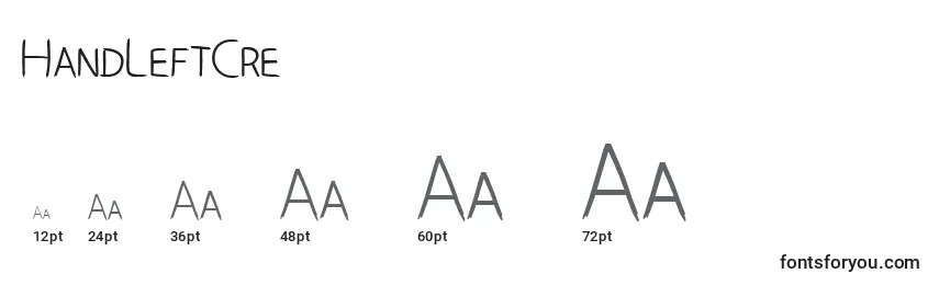 Tamanhos de fonte HandLeftCre
