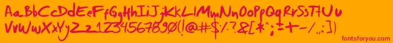 Fonte DanielWernecksHandwriting – fontes vermelhas em um fundo laranja