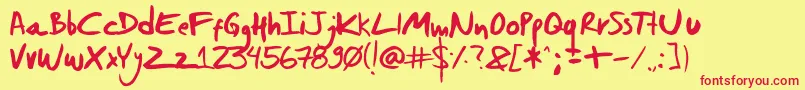 DanielWernecksHandwriting Font – Red Fonts on Yellow Background