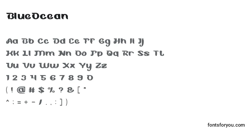 Czcionka BlueOcean – alfabet, cyfry, specjalne znaki