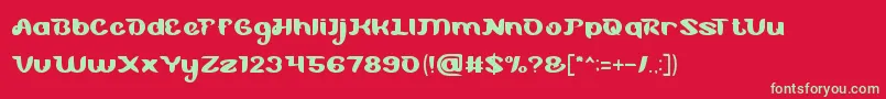 フォントBlueOcean – 赤い背景に緑の文字