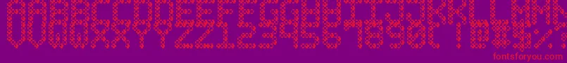 BubblePixel7Bead-Schriftart – Rote Schriften auf violettem Hintergrund