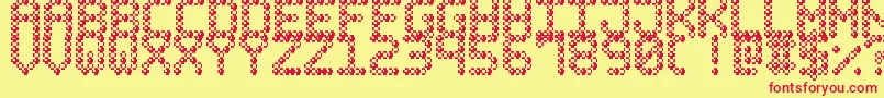 BubblePixel7Bead-Schriftart – Rote Schriften auf gelbem Hintergrund