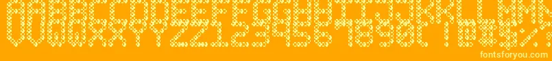 BubblePixel7Bead-Schriftart – Gelbe Schriften auf orangefarbenem Hintergrund