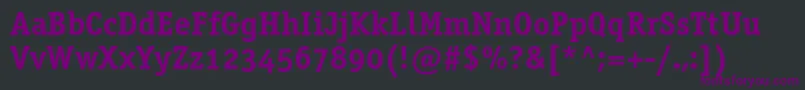 Fonte Officinaserifboldosc – fontes roxas em um fundo preto