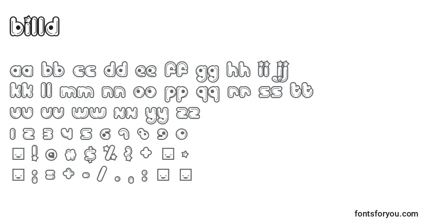 Шрифт Billd – алфавит, цифры, специальные символы