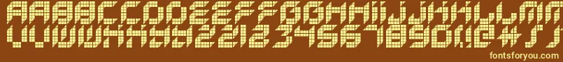 Fonte KreasedRemix – fontes amarelas em um fundo marrom