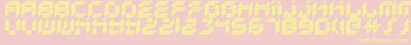 KreasedRemix-Schriftart – Gelbe Schriften auf rosa Hintergrund