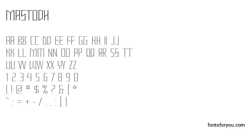 Mastodh-fontti – aakkoset, numerot, erikoismerkit