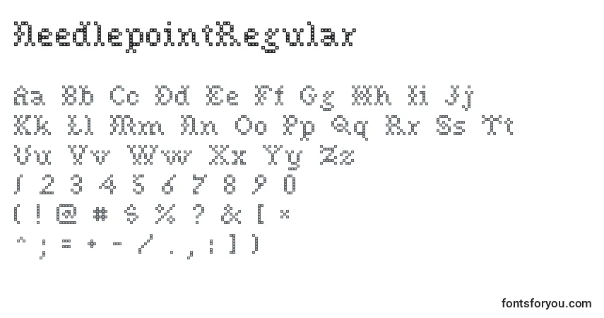 A fonte NeedlepointRegular – alfabeto, números, caracteres especiais
