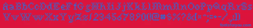 NeedlepointRegular Font – Blue Fonts on Red Background