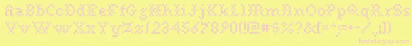 NeedlepointRegular Font – Pink Fonts on Yellow Background