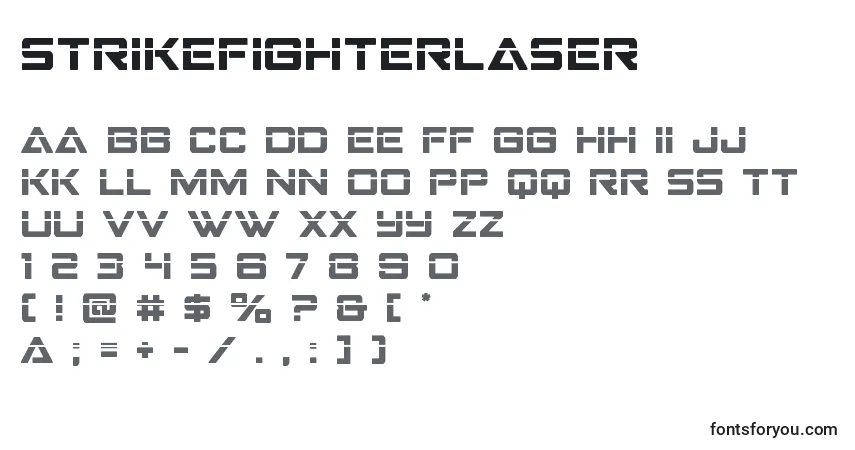 A fonte Strikefighterlaser – alfabeto, números, caracteres especiais