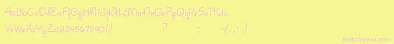 GiseleScript-fontti – vaaleanpunaiset fontit keltaisella taustalla