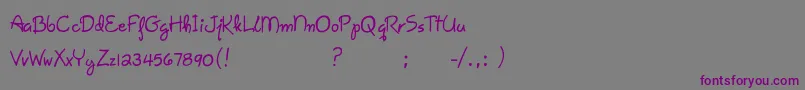フォントGiseleScript – 紫色のフォント、灰色の背景