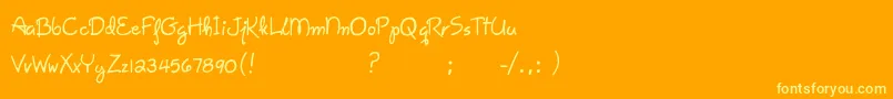 GiseleScript-Schriftart – Gelbe Schriften auf orangefarbenem Hintergrund