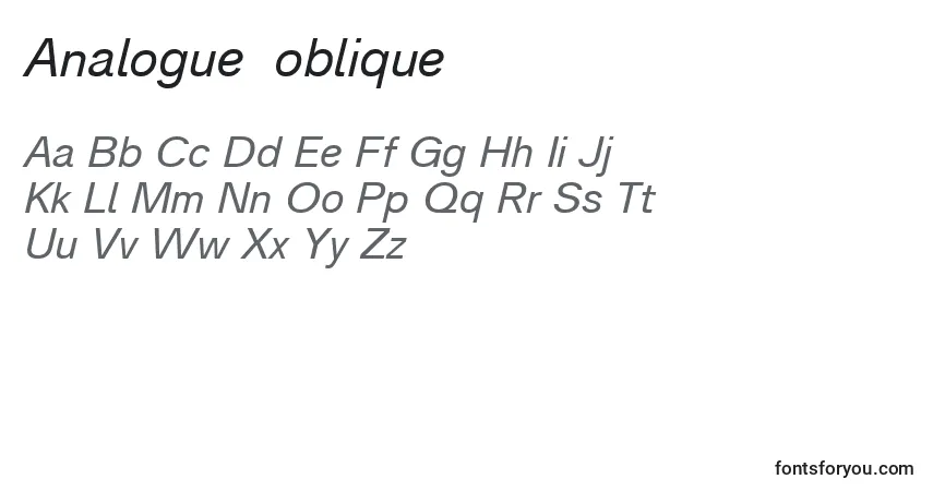 A fonte Analogue56oblique – alfabeto, números, caracteres especiais