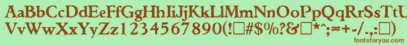 TiconderogaRegular-Schriftart – Braune Schriften auf grünem Hintergrund