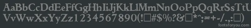 TiconderogaRegular-fontti – harmaat kirjasimet mustalla taustalla