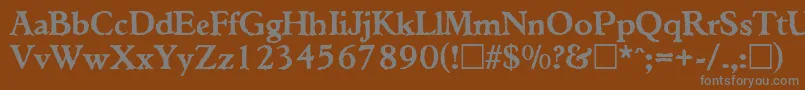 TiconderogaRegular-fontti – harmaat kirjasimet ruskealla taustalla